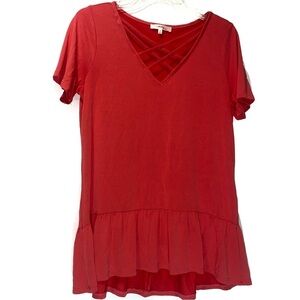 Andree Criss Cross Ruffle Hem Top Medium